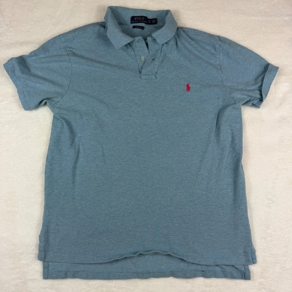 Polo Ralph Lauren Mens XL Custom Fit Short Sleeve Polo Shirt Heather